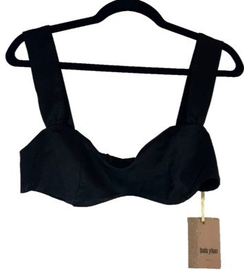 Babylon Collection Satin Blouse Sz 42 (M) Crop Black Festival Italy Bustier A39