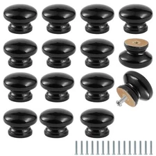 30pcs Black Wood Knobs Mushroom Shape Cabinet Knobs Vintage Drawer Knobs Natu...