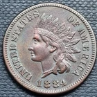 1884 Indian Head Cent 1c AU Almost Uncirculated #100861