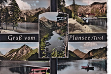 Postcard greetings from Plansee Tyrol multi-picture Franz Milz 1962 used additional fee rowing boat
