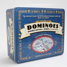 Cardinal Collectors Double Fifteen Dominoes 136pc Tin Pre-Owned Jumbo Set