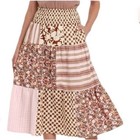 Universal Thread Patchwork Maxi Skirt Boho Smocked Waist Floral Stripes Size 2X