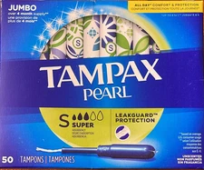 Tampax Pearl Tampons Light Absorbency Plastic Applicator Leak Guard Braid 50 CT