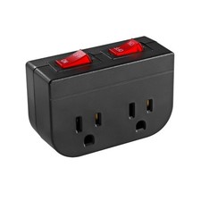 Grounded Outlet with Double ON Off Switch, VSEER 2 Port Electrical Outlet Plu...