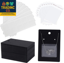 100 Pcs Jewelry Display Cards with 100 Pcs Adhesive Pouches and Clear Bags, Neck