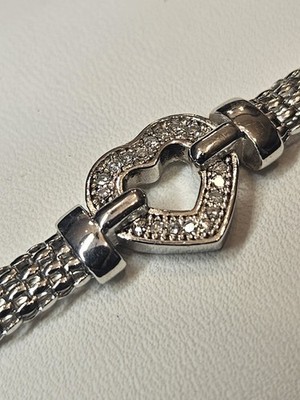 Echt Diamant Sterlingsilber (925 gestempelt) Herz Armband (0,12TW Karat)