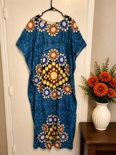 Handmade African Dera Kaftan Kenyan Dress Tie Dye One Size Multi Color