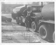 Vintage Photo WW2 US Army Soldier With M52 Military Truck Fuel Tanker