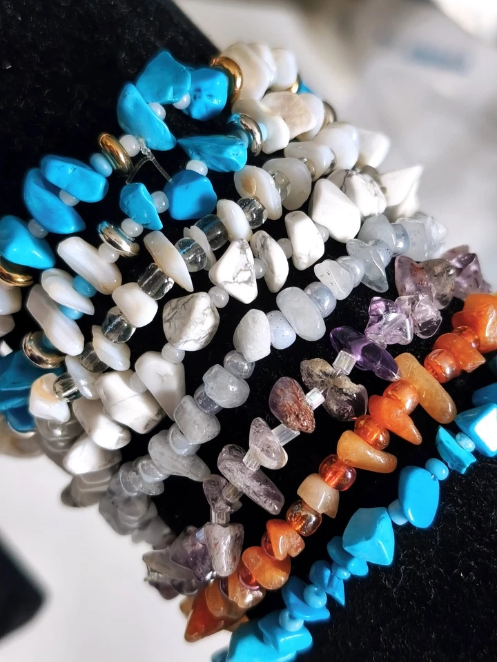 Lot de Bracelets en Pierres Naturelles Chips de Minéraux Multicolores - Photo 3/4