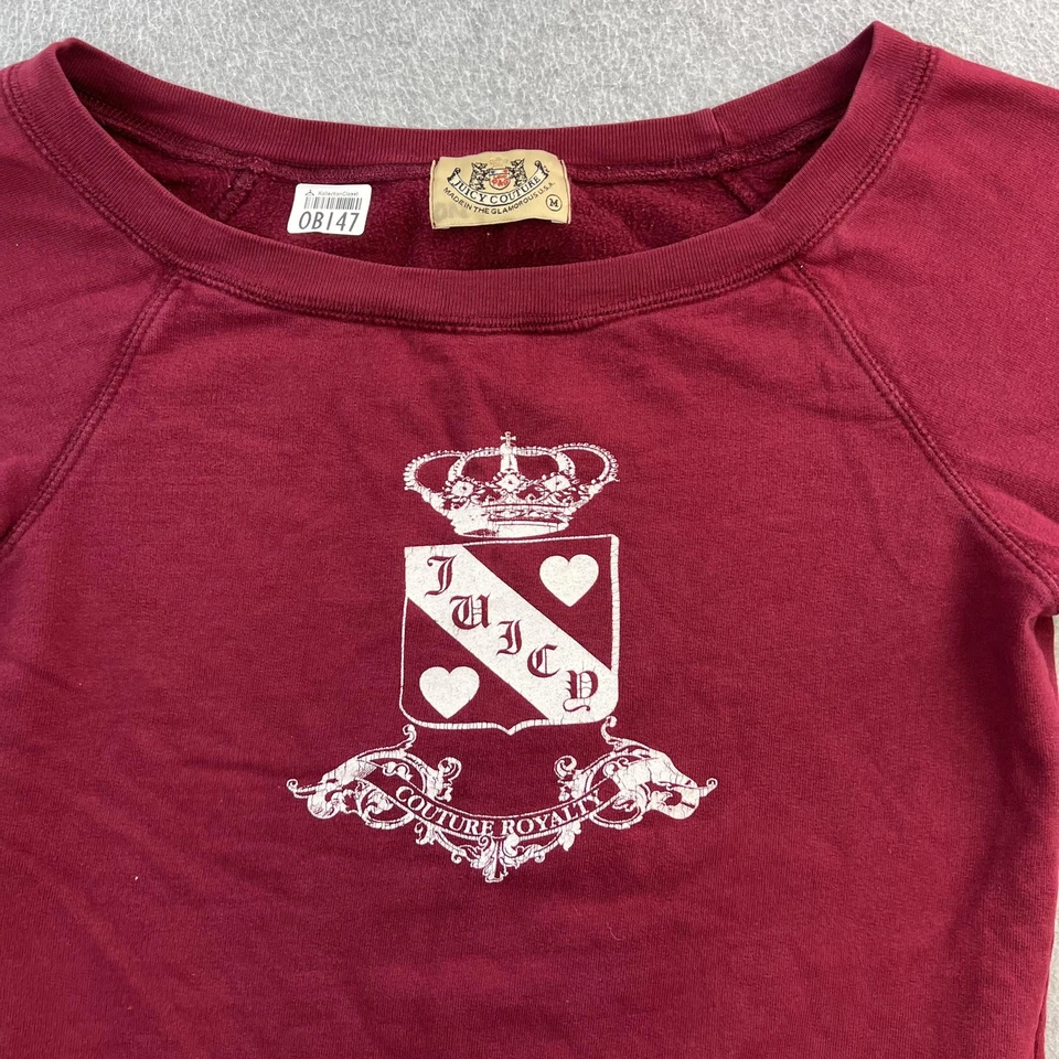 Suéter de Colección Juicy Couture Para Mujer Mediano Rojo Cresta Logo Pullover Y2K Foto 3 de 4