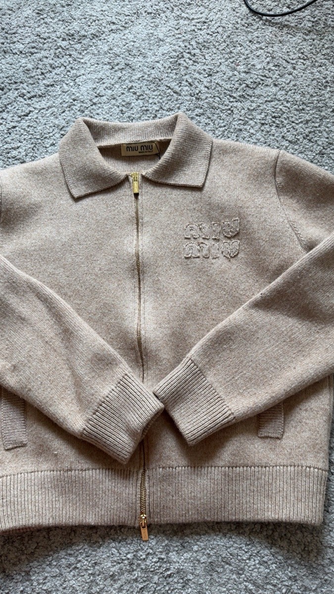 Miu Miu Wool/Cashmere Zip-Up Knit Jacket