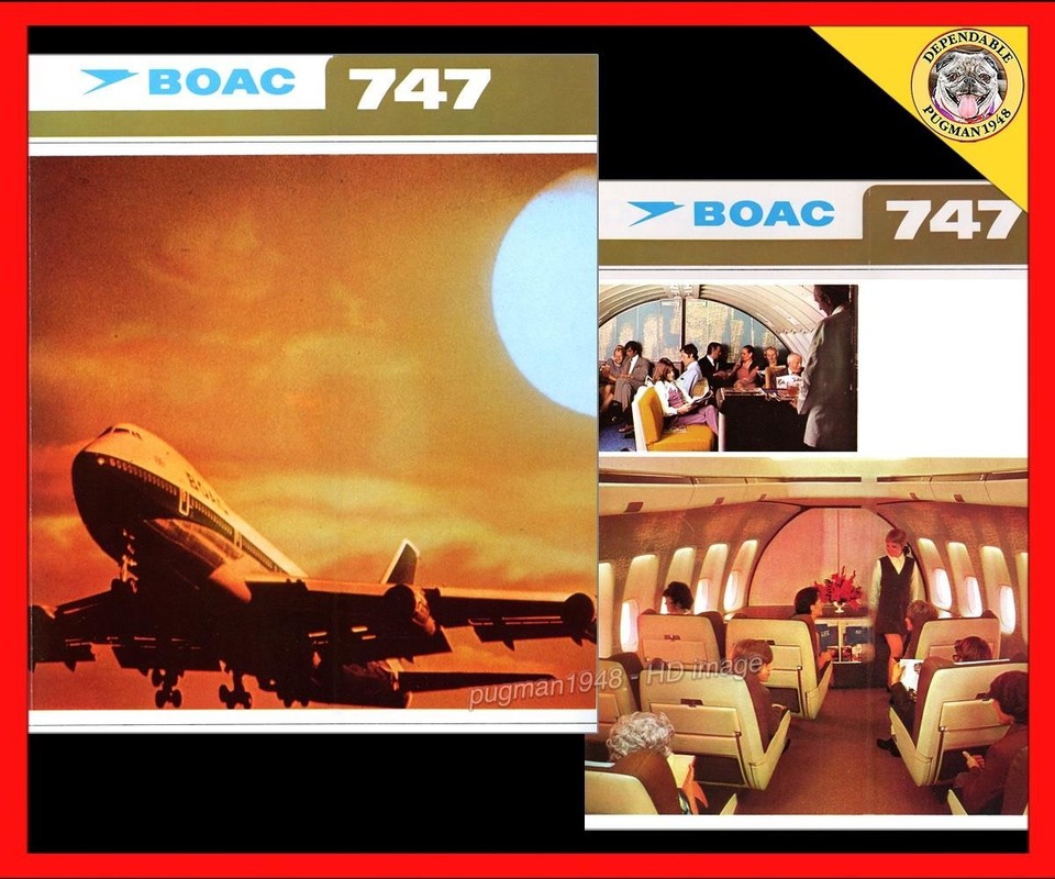 BOAC AIRWAYS c1972 AIRLINE BROCHURE...747. VC-10, 707 illustrated ...