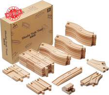 Wooden Train Track 52 PCS, Track Expansion Compatible with All Major Brands Todd