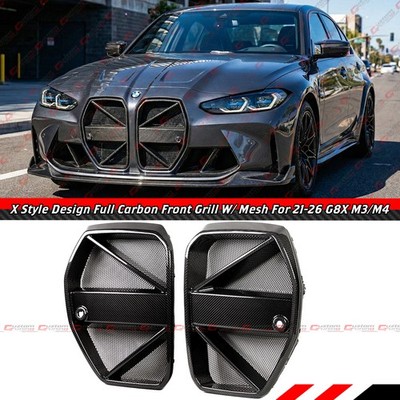 For 21-26 BMW M3 G80 M4 G82 G83 X Style Prepreg Carbon Fiber Front Grill W/Mesh