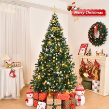 7FT Christmas Tree Artificial with LED Lights for Xmas Holiday In/Outdoor Decor