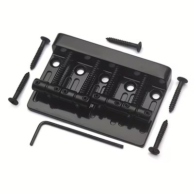 4-String Bass Bridge Schwarz   Zinklegierung   Top-Load   inkl. Schrauben