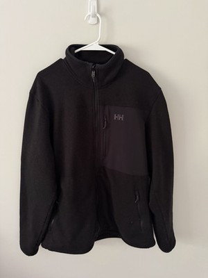 Helly Hansen Mens XL Black Full Zip Fleece Jacket Outdoor Hiking Performance