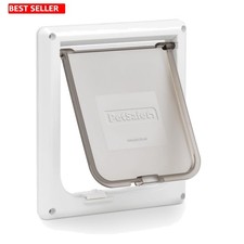 Interior Cat Door 2-Way Lock White Up To 15 Lb Litter Box Food Access Kids Out