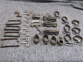 LOT OF VARIOUS SWEDISH MAUSER PARTS; BANDS SIGHTS SAFETYS AND MODEL 94 CARBINE