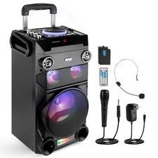 Pyle Portable Wireless Bluetooth Karaoke PA Loud Speaker - 8'' Black
