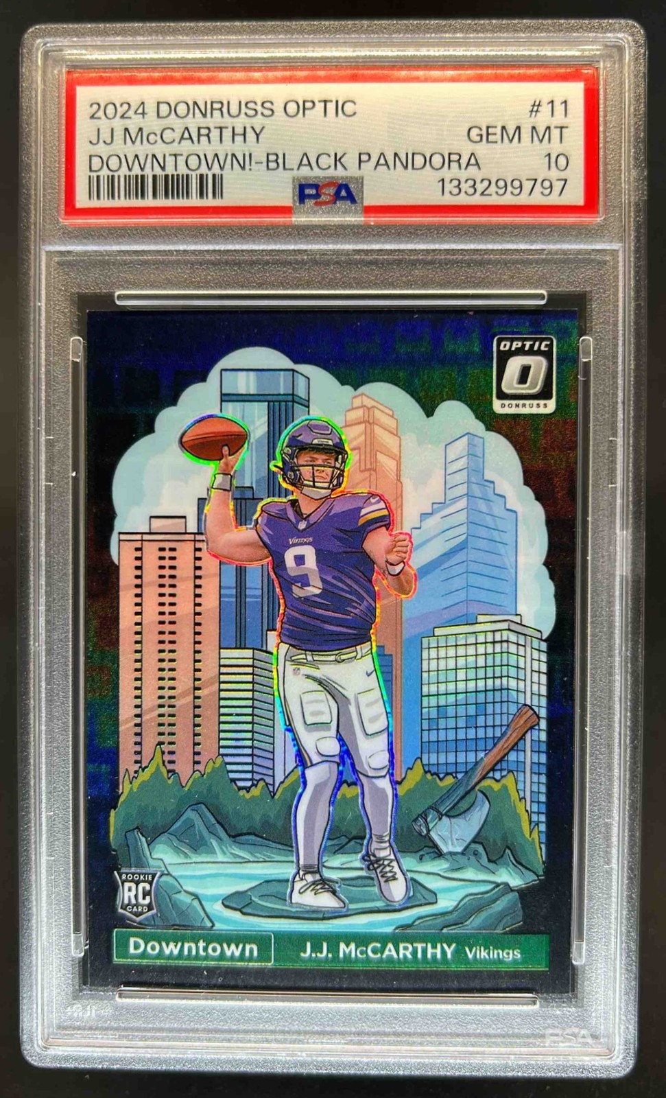 JJ McCarthy Panini Donruss Optic Downtown! #11 Black Pandora