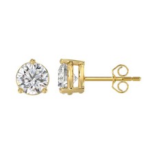 3-Prong Basket Round Brilliant Diamond Stud Earrings 4 ct