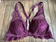 Victoria  s Secret L Xl Wine Lace Padded Wire Free Bralette Bra W X Back