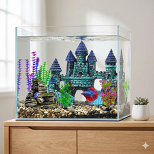 13-Piece Resin Aquarium Decor Kit, Betta Castle Cave Hideout  Plastic Plants