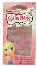 Little Fingr's GIRLIE NAILS #31237 24 Stick-On Nails WHALES Full & French Pink