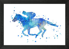 Horse racing Framed Wall Art Poster Canvas Print Picture