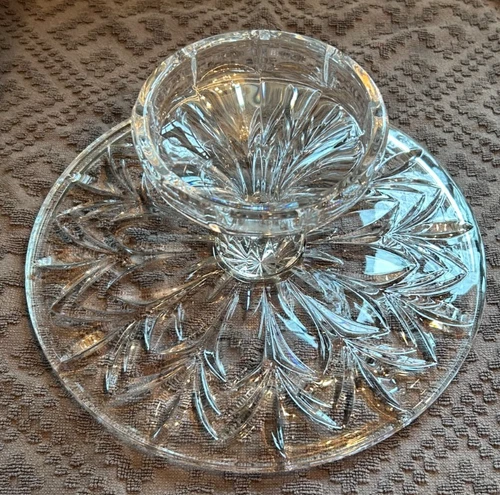 Vintage WATERFORD MARQUIS CRYSTAL CAKE PEDESTAL Fancy Glass Dessert Riser Mint
