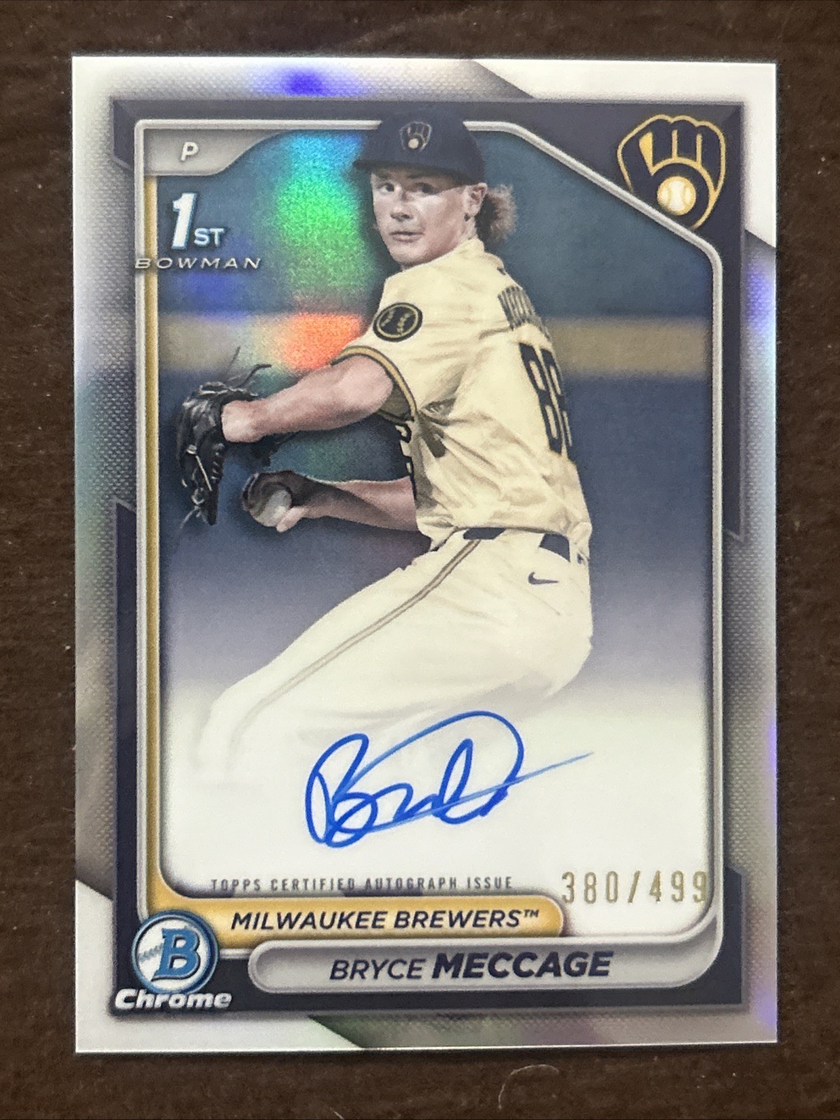 BRYCE MECCAGE 2024 BOWMAN CHROME DRAFT 1ST REFRACTOR AUTO /499