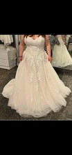 Ivory Lace Beaded Sleeveless Plus Size Ball Gown Wedding Dress