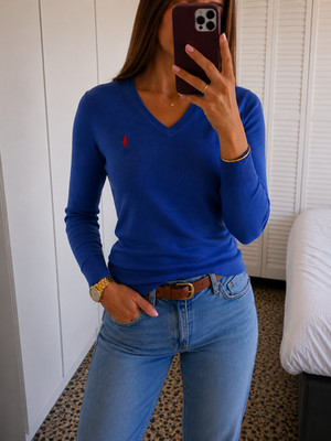   Ralph Lauren Damen Pullover   Blau | Pima Cotton | Gr. S