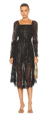 LoveShackFancy Jazz Dress Black Metallic Lace Trim 2 NWT $695 Damaged