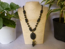 Black Onyx Pendant Necklace Native American Southwestern Jewelry