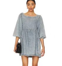 Free People “Get Obsessed” Denim Babydoll Mini Dress – Size XS – BNWT