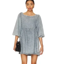 Free People “Get Obsessed” Denim Babydoll Mini Dress – Size XS – BNWT
