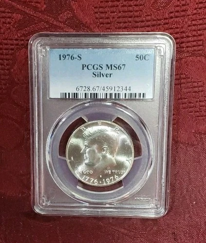 1976-S 50C Silver Kennedy Half Dollar PCGS MS67, Free Shipping