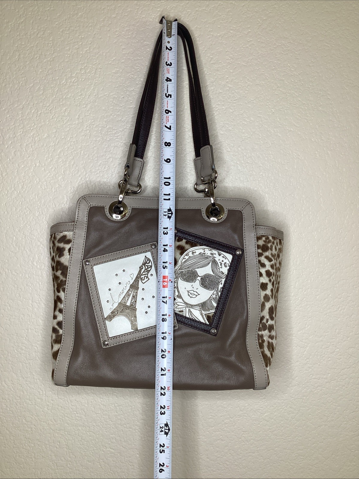 Brighton Paris Eiffel Tower Leopard Haircalf Leat… - image 3