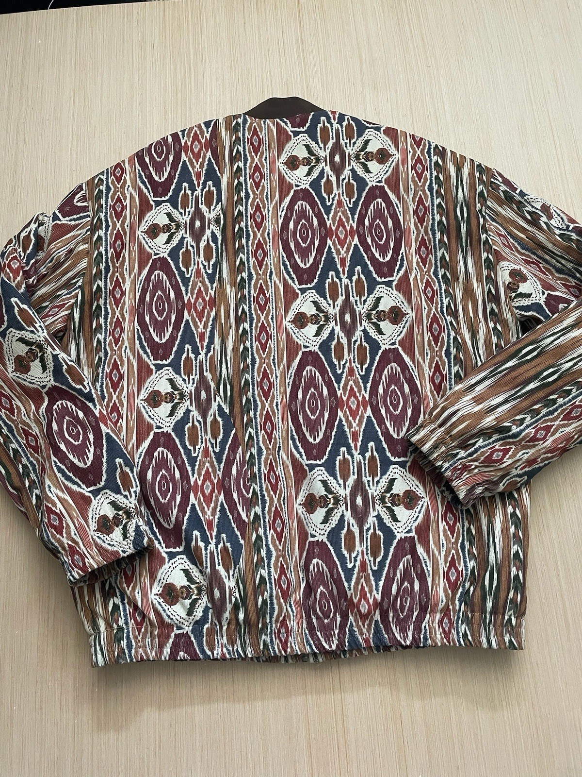 Aztec Stripe Pattern Lined Bomber Style Jacket No… - image 8