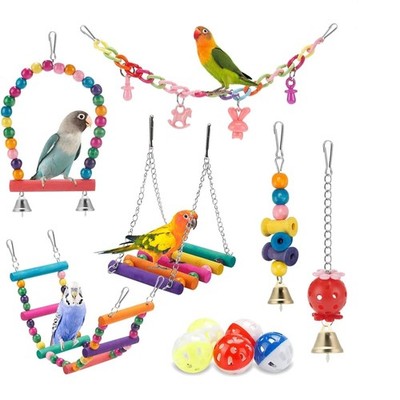 Safe and Colorful Bird Toys - 11 Interactive Pieces for Captivating Playtime!