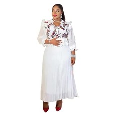 Women s African Embroidered Dress Chiffon Dashiki Caftan Long Kaftan Maxi Gown