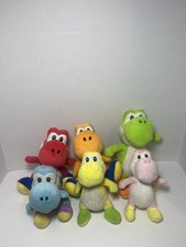 Super Mario Lot Of 6 Plush Red Blue Pink Yellow Green Orange Yoshi