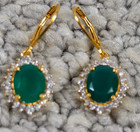 D'Joy Gold over Sterling Silver 10mm x 8mm Green Onyx Dangle Earrings 4.8g 30mm — photo 2