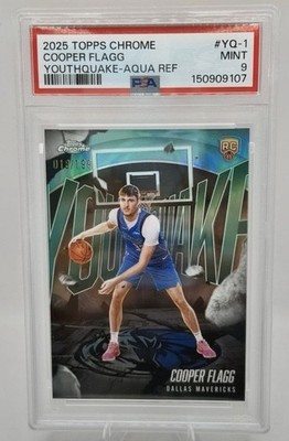 2025-26 TOPPS CHROME YOUTHQUAKE COOPER FLAG #YQ 1 AQUA REF. /199 RC PSA 9 MINT