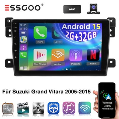 DAB+ CarPlay 32GB Android 15 Autoradio GPS KAM Für Suzuki Grand Vitara 2005-2015