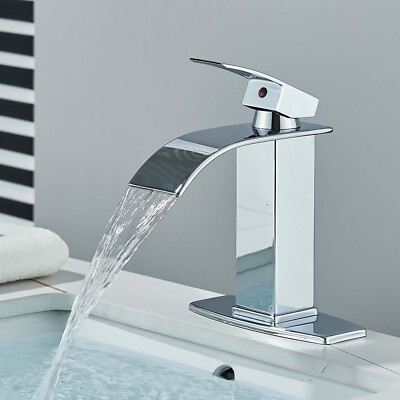 Bathroom Faucet Chrome Waterfall Vanity Sink 3Hole Single Handle Basin Mixer Tap
