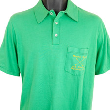 Vintage Meadow Brook Golf Club Polo Shirt Mens Size Medium Green Made In USA