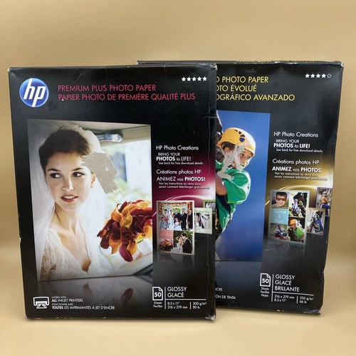 HP Premium Plus Photo Paper 80 lbs. Glossy 8-1/2 x 11 50 Sheets & Advanced Photo - 第 1/5 張圖片